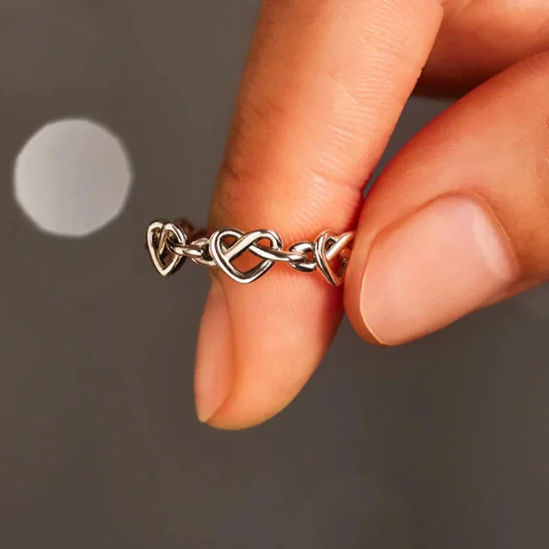 Huitan Hollow Heart Ring for Women – Dainty Brass Fashion Ring