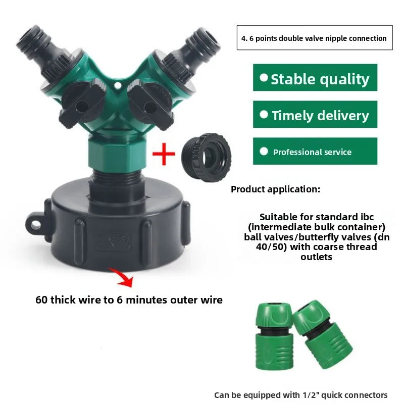 2-Way Y-Shape Garden Hose Splitter with Switch | Pipe Adapter