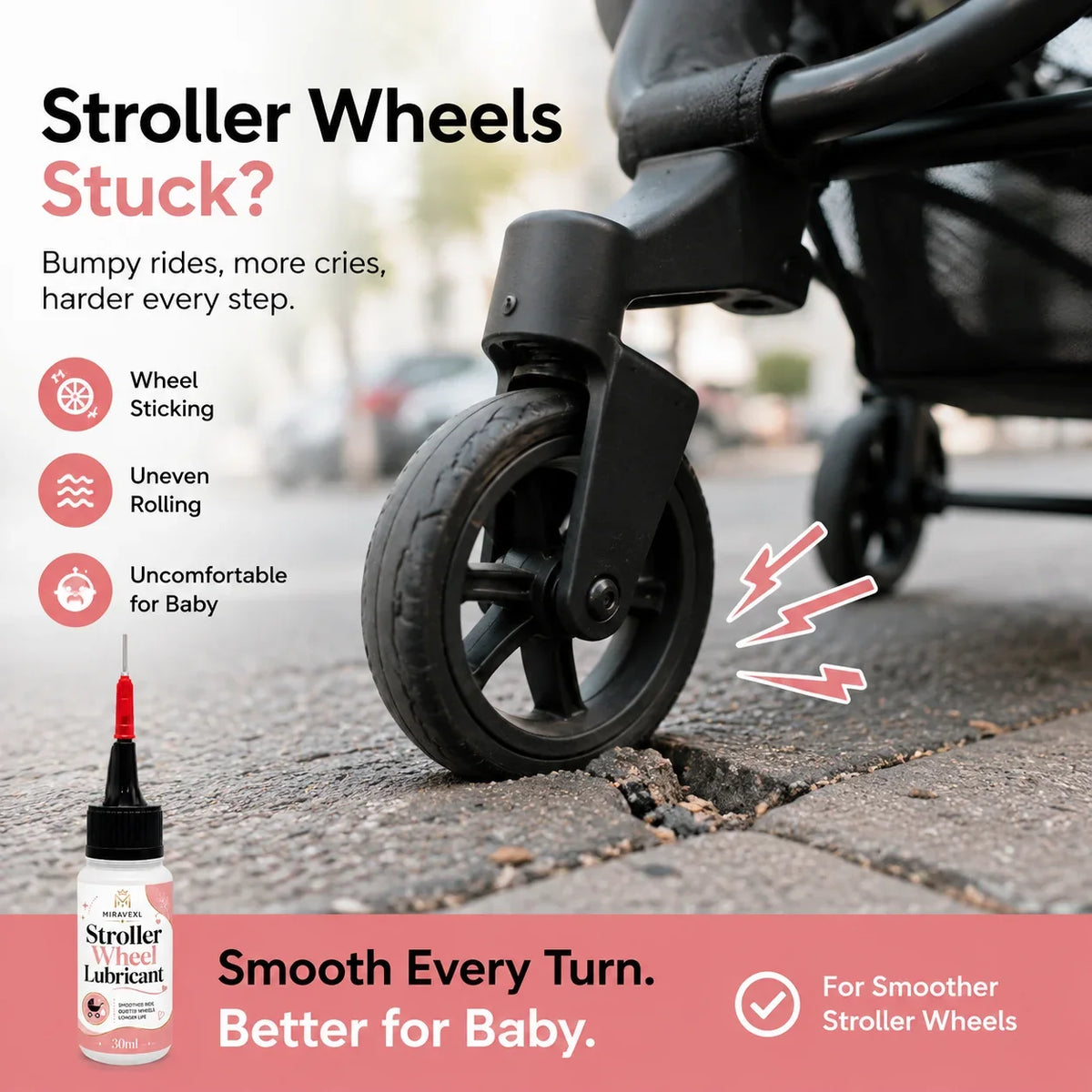 MIRAVEXL Stroller Wheel Lubricant 30ml – Smooth Quiet Ride