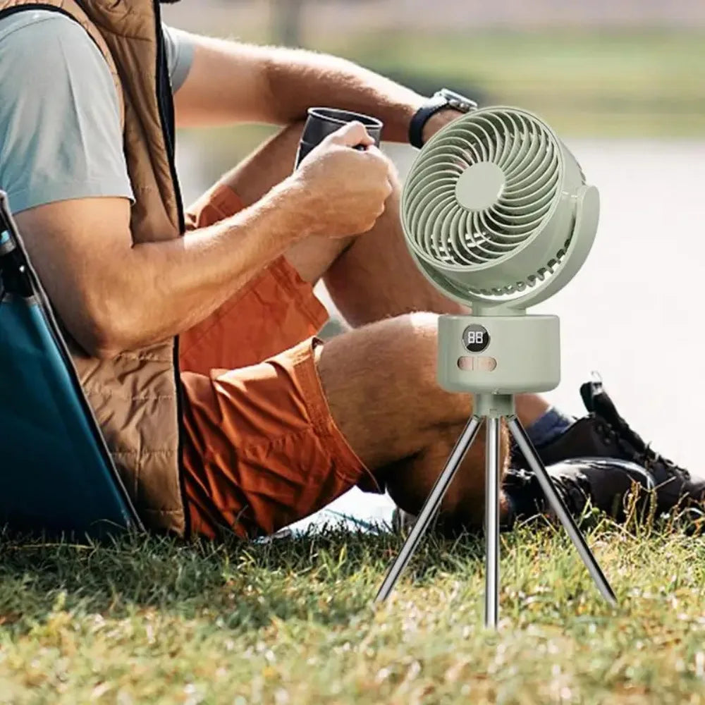 Portable Tripod Fan – USB Rechargeable, Foldable Camping Fan