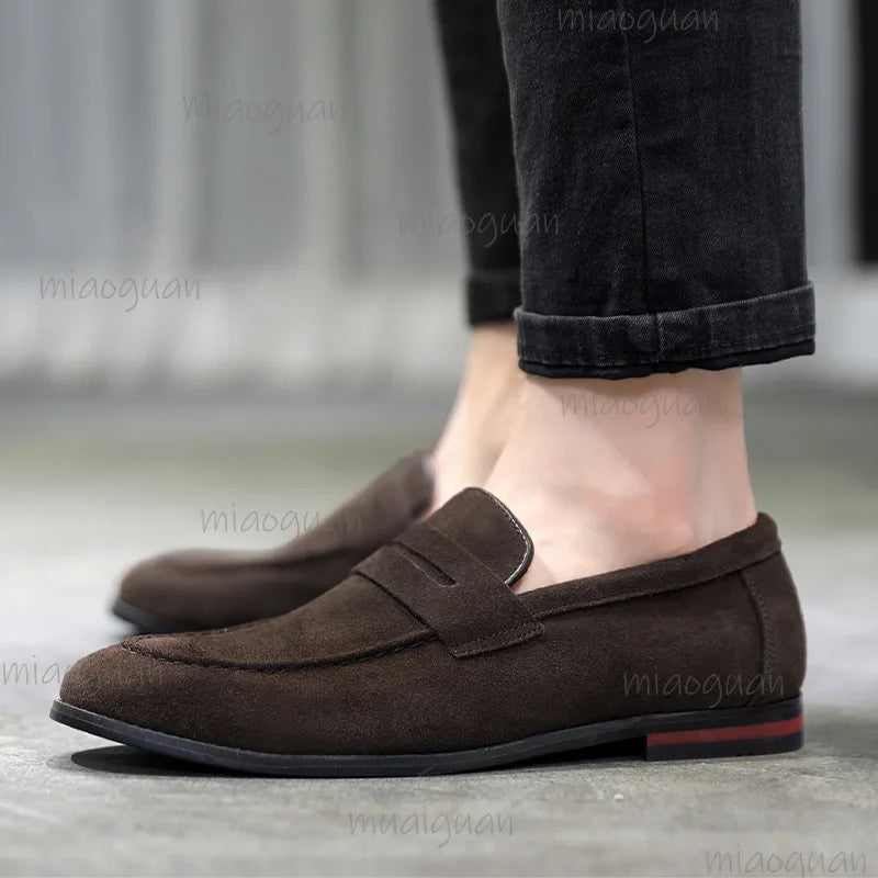 Men's Slip-On Suede Loafers – Business & Wedding Dress Shoes