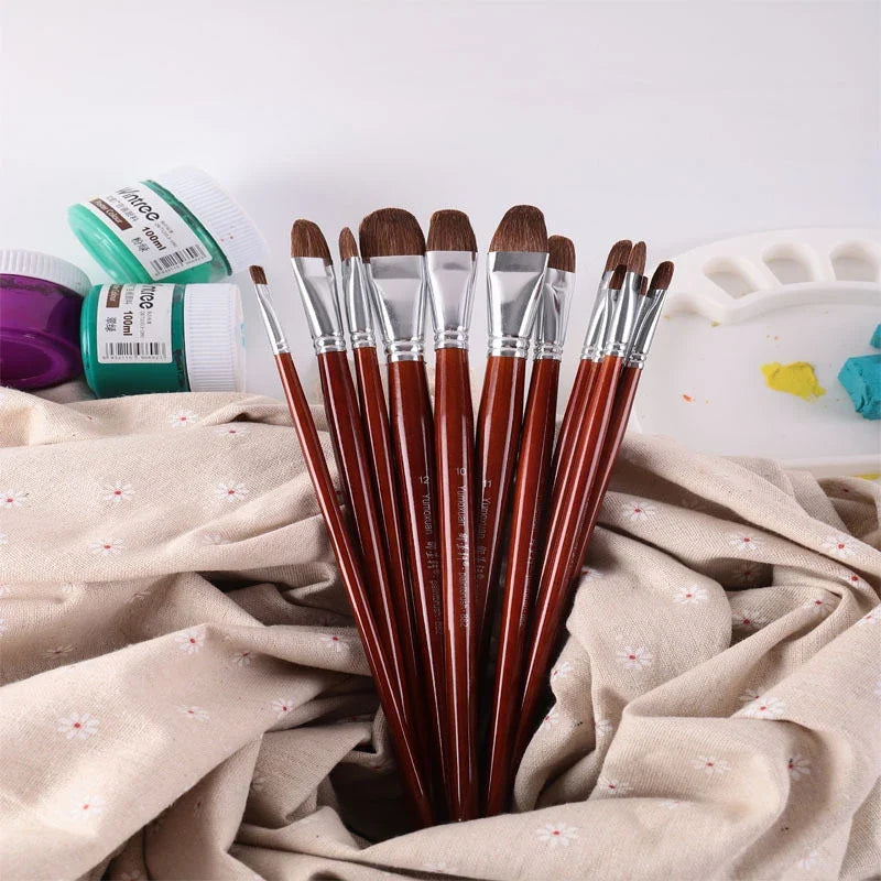 12-Piece Round Tip Paint Brush Set – Acrylic, Oil & Watercolor