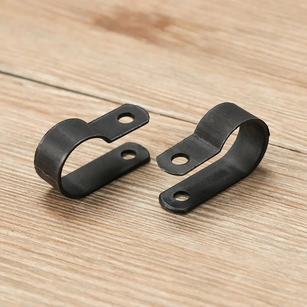 R-type Nylon Cable Clamp Plastic P Clips Black Fasteners Mounting Fix