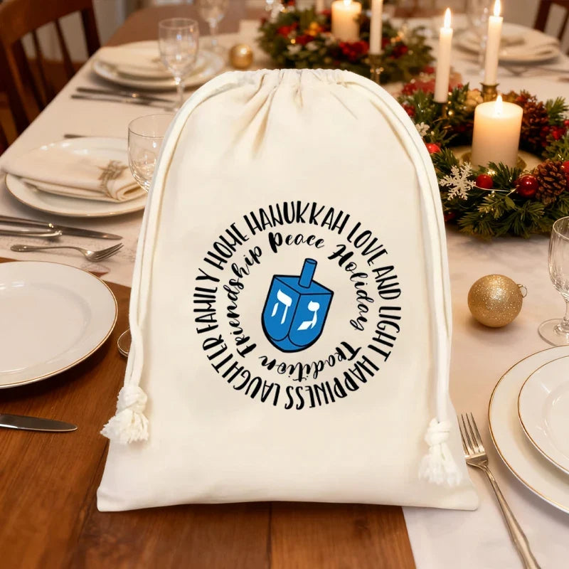 5pcs Hanukkah Drawstring Favor Bags | Chanukah Party Gift Bags
