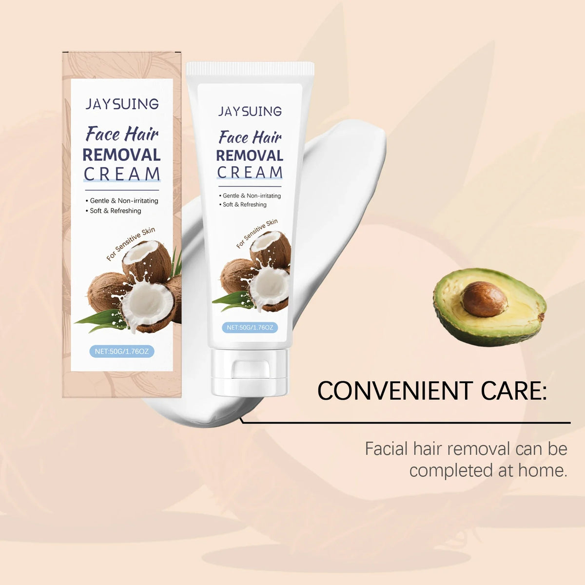 Jaysuing Coconut Facial Hair Removal Cream – Lip & Chin 50g