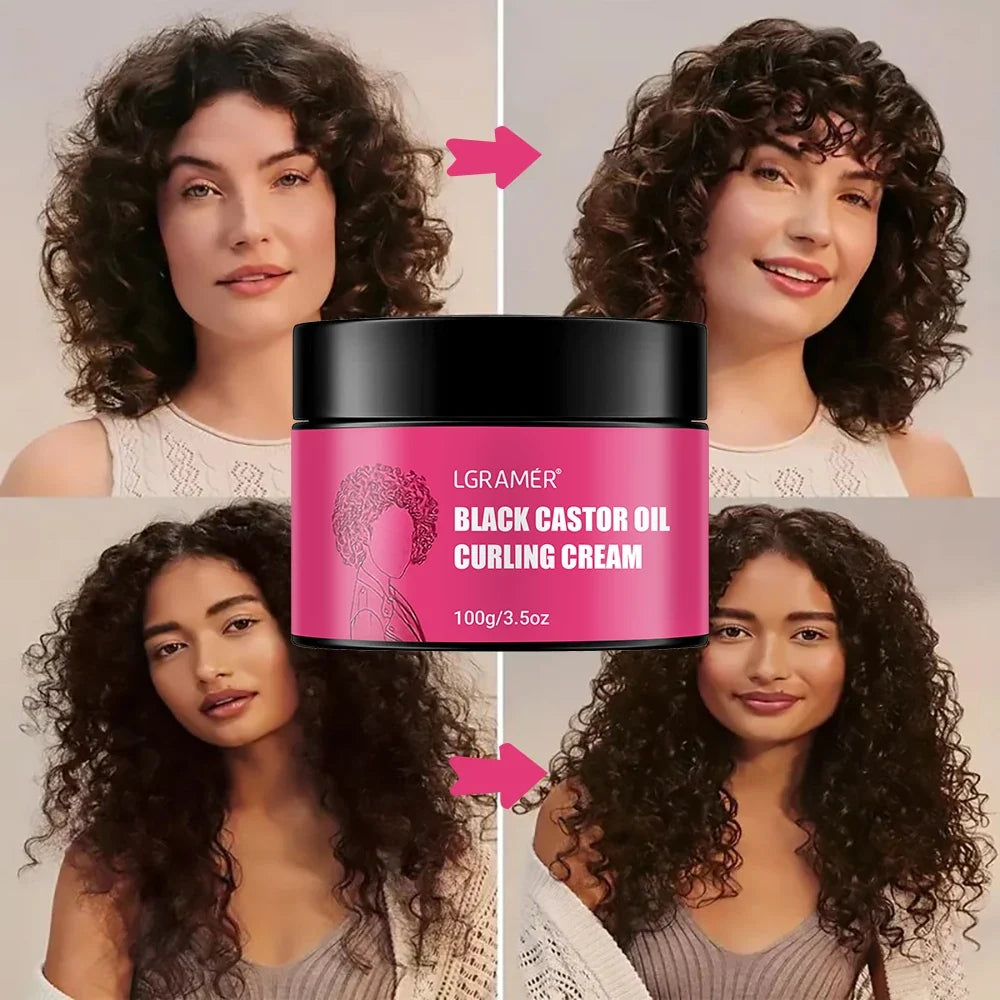LGRAMÉR Black Castor Oil Curl Defining Anti-Frizz Cream 100g