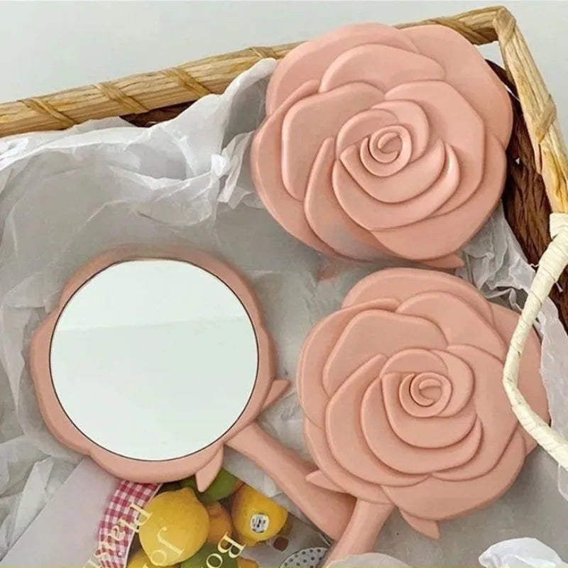 Portable Rose Pocket Makeup Mirror | Folding Compact Mirror