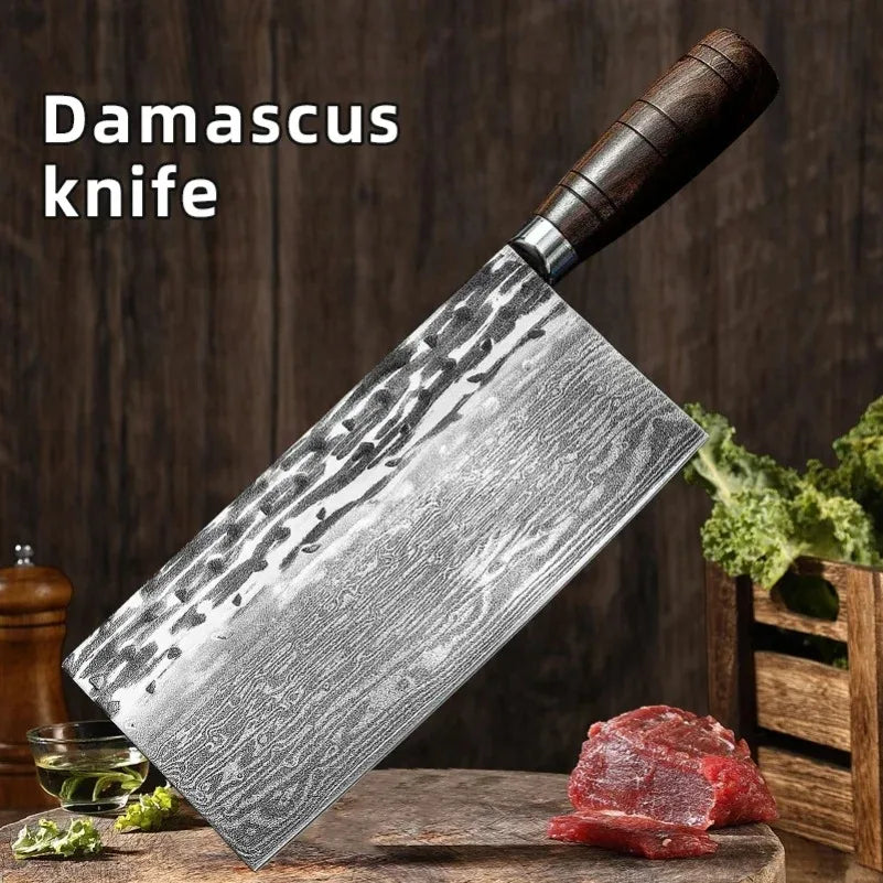 Damascus Steel Chinese Cleaver – Handmade Chef Knife