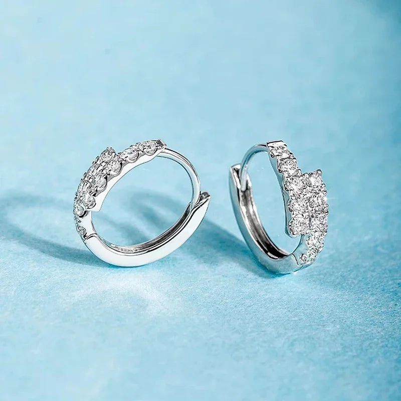 Huitan Cubic Zirconia Shiny Hoop Earrings for Women
