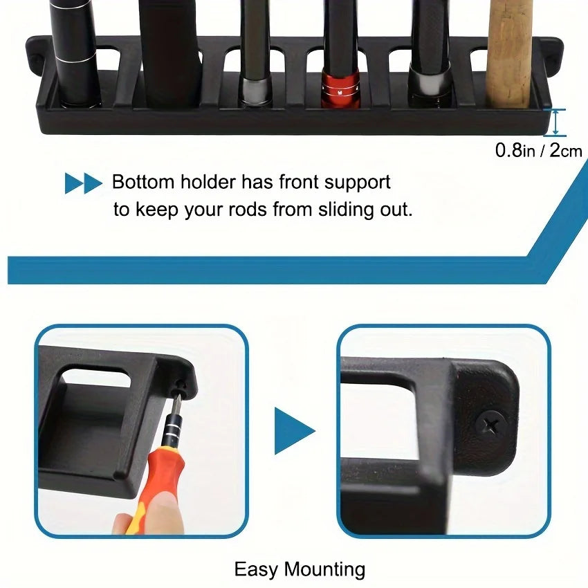 Easy-install ABS Fishing Rod Wall Rack High-density Foam Grip Storage