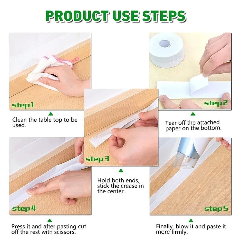 Waterproof PVC Self-Adhesive Caulk Sealing Strip – Bath & Kitchen