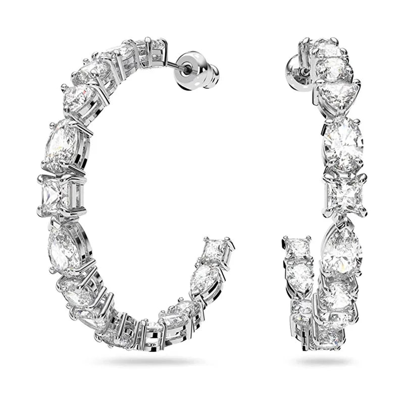 Huitan Big Hoop Earrings – Cubic Zirconia Pavé Women's Hoops