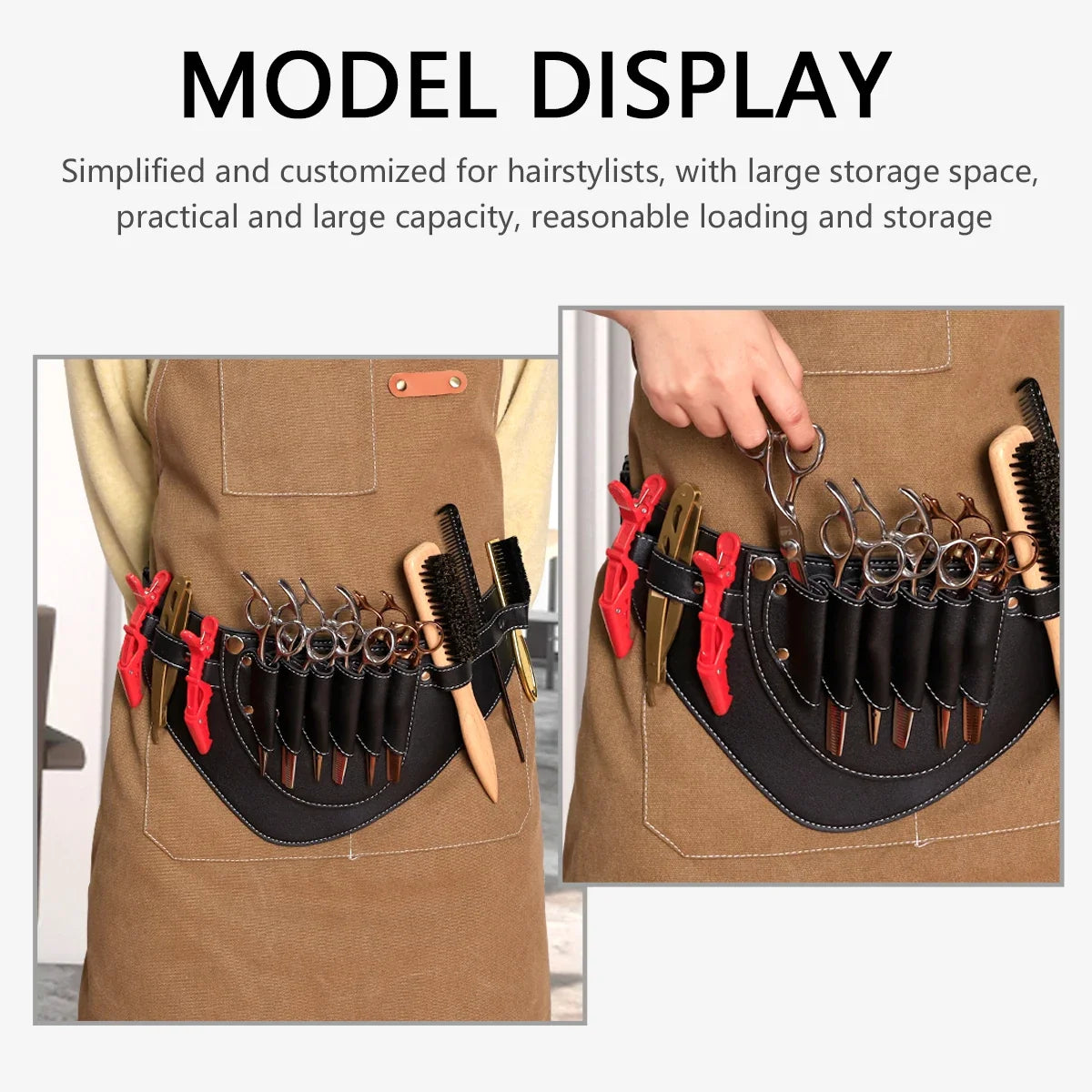 Barber Scissors Waist Pack | PU Leather Multi-Pocket Tool Belt