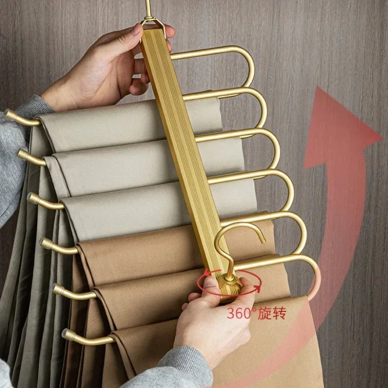 6-in-1 Foldable Pants Hanger – Space-Saving Closet Organizer