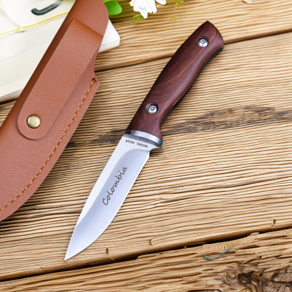 Portable Fruit Knife with Sheath – Rosewood Handle Utility Knife
