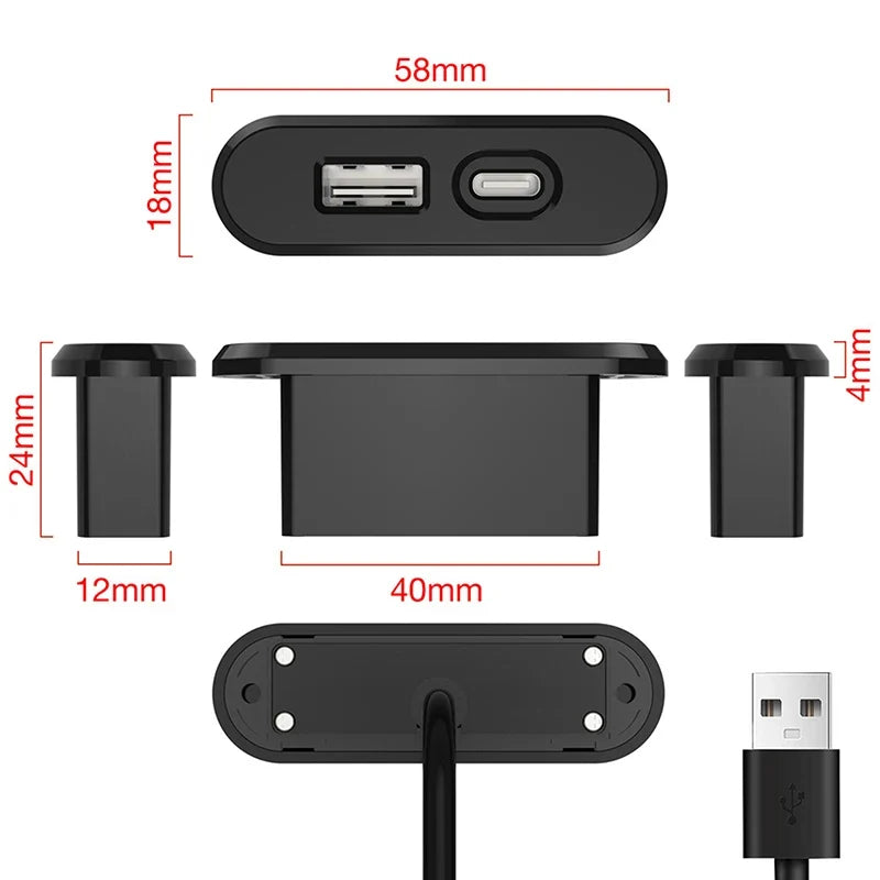 Office Bedroom Table Recessed Sockets 1 USB-A Type-c Built Desktop