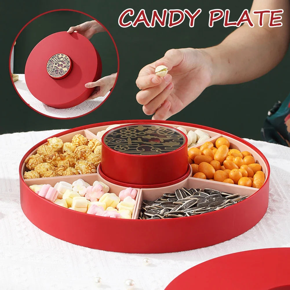 Divided Snack Tray with Lid – 5-Section Candy & Nut Serving Box