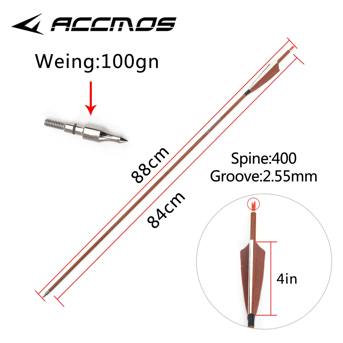 6 Wood Skin Carbon Arrows Spine 400 500 550 600 700 Real Feather