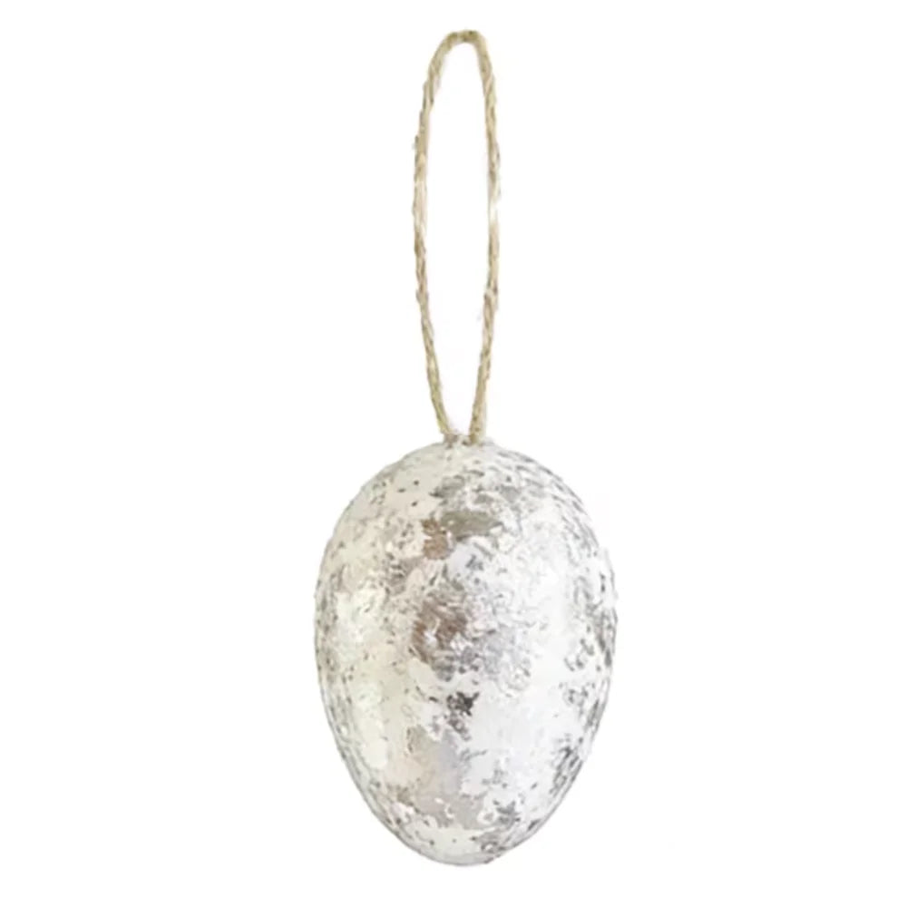 24-Piece Easter Foil Egg Hanging Pendants – Gold & Silver