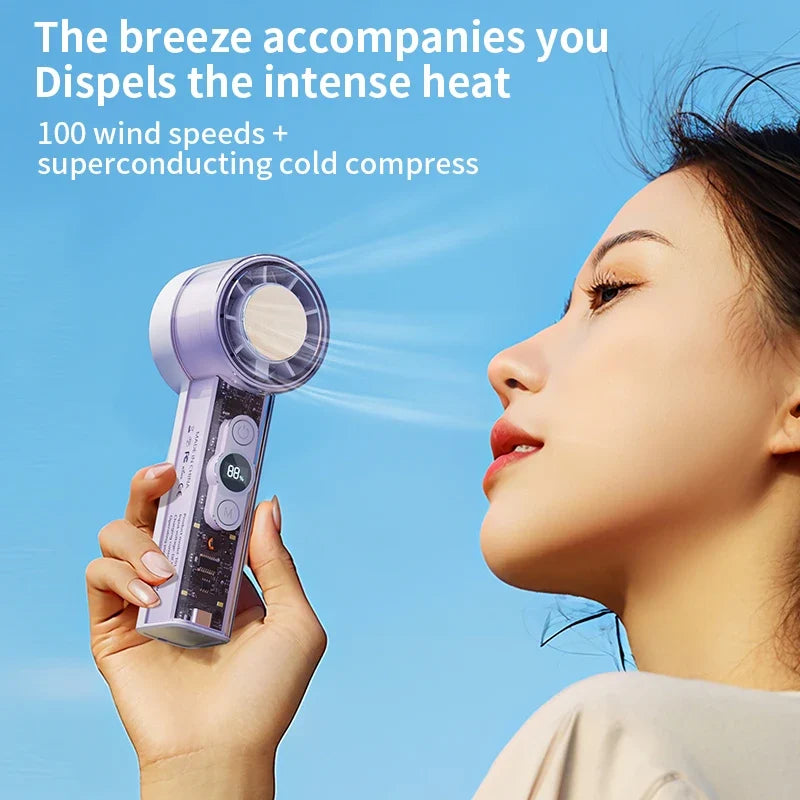 Portable USB Rechargeable Handheld Fan with LED Display