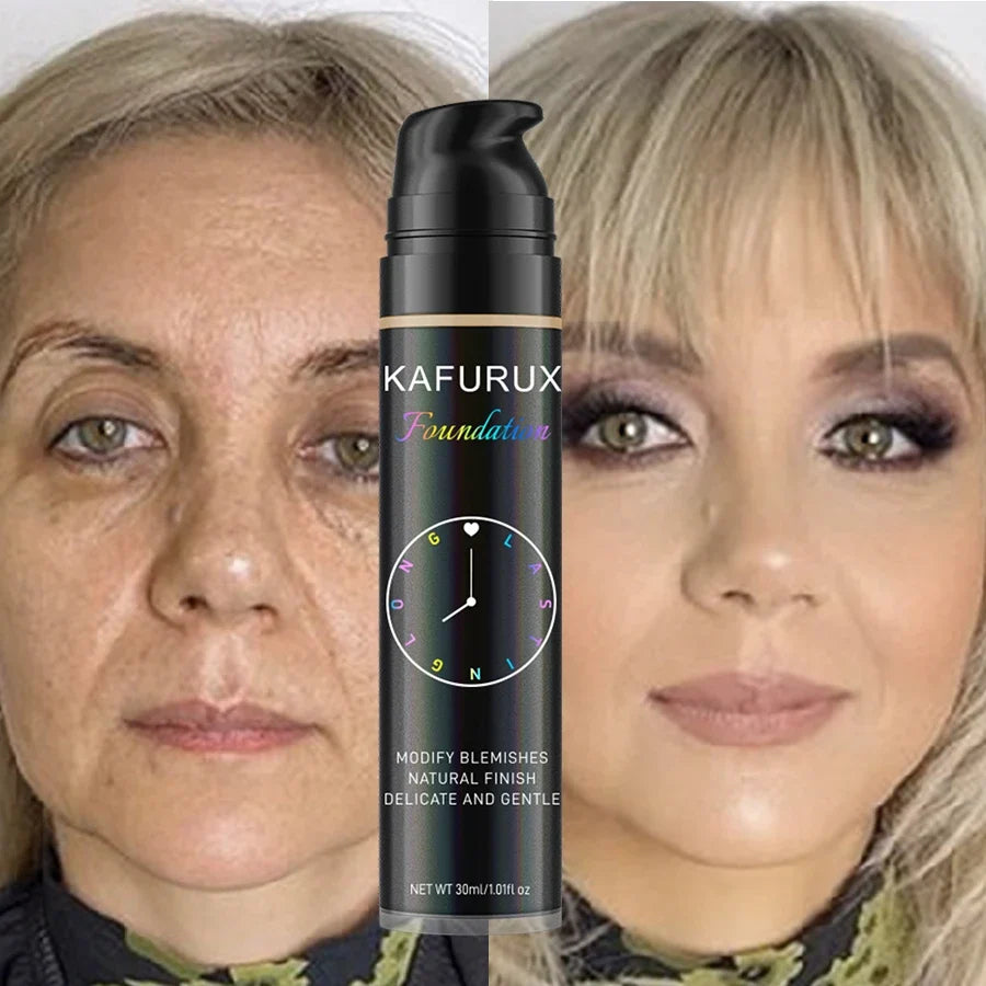 KAFURUX 8-Shade Liquid Foundation – Waterproof Full Coverage