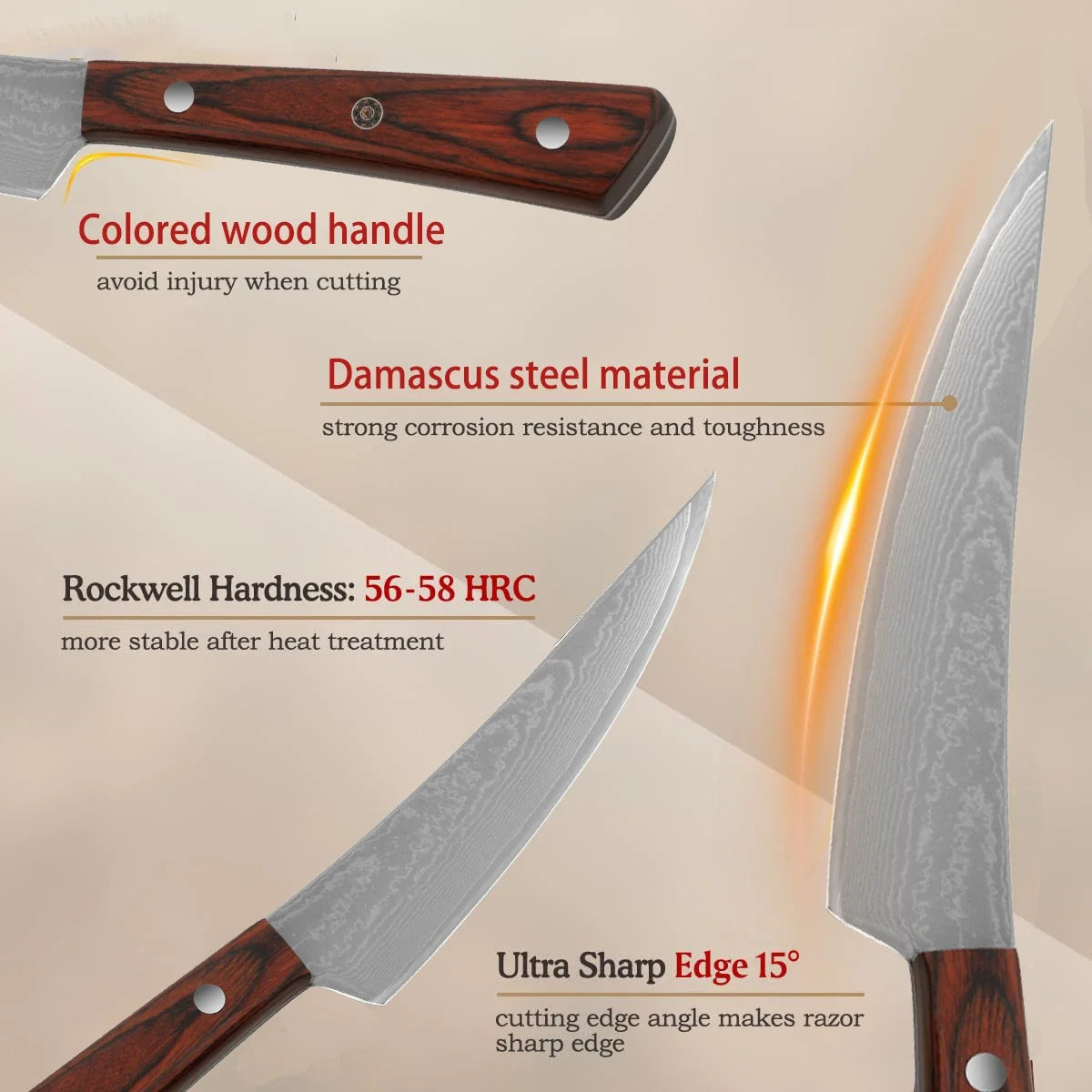 Damascus Steel Boning Knife – Wood Handle & Gift Box