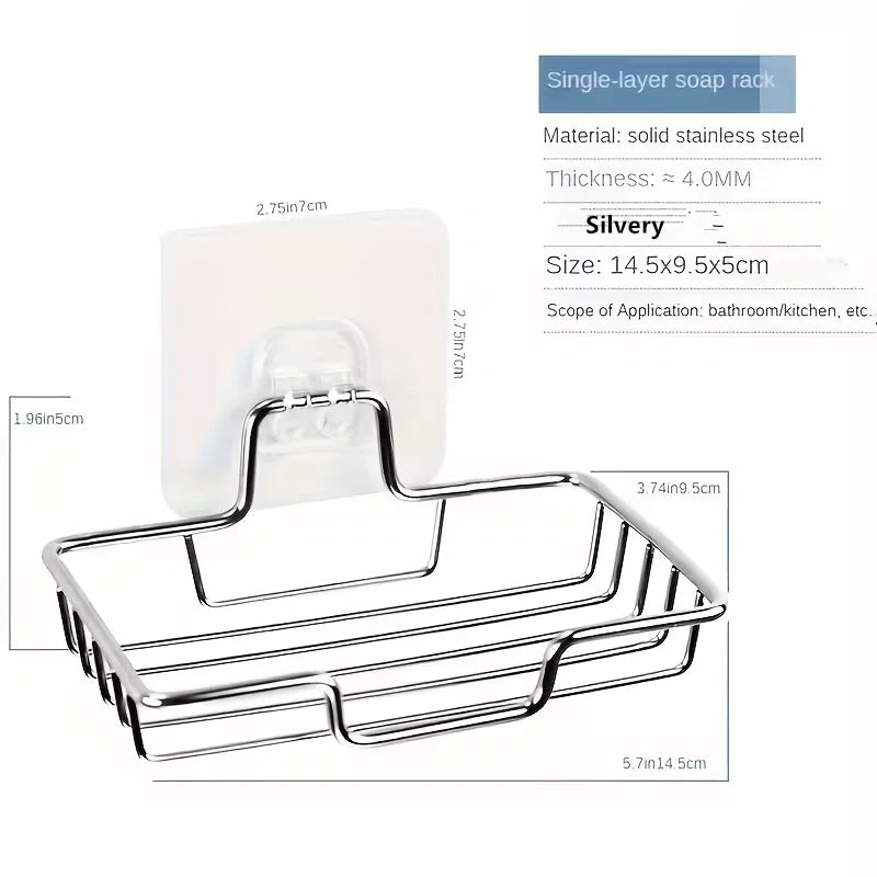 Stainless Steel Wall-Mount Soap Dish | No-Drill Adhesive