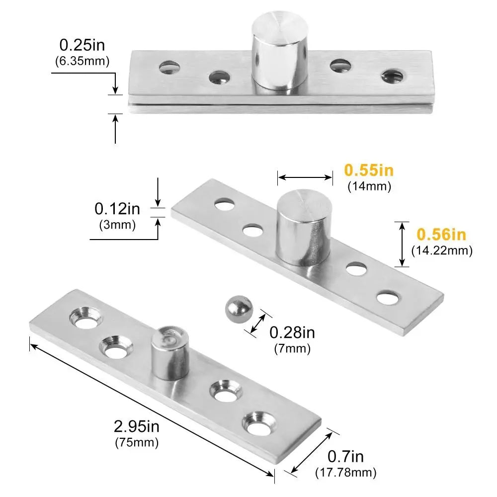 Stainless Steel Pivot Hinge Screws Heavy Duty Central Rotating 360
