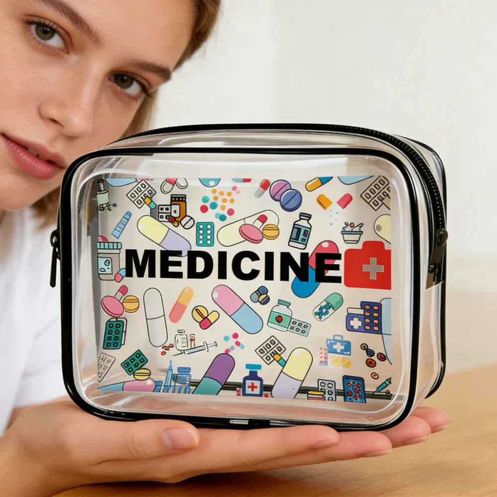 Waterproof Transparent PVC Zipper Makeup Bag Portable Travel Toiletry