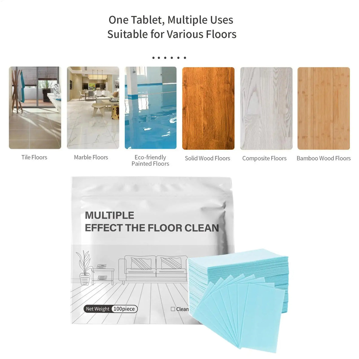 Floor Cleaner Concentrate Tablets – Wood, Tile & Marble 100 Pcs