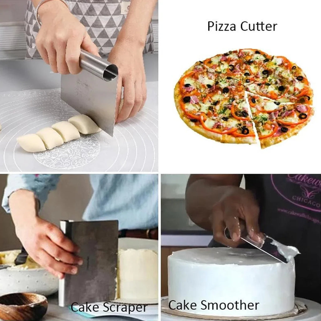 Leeseph Stainless Steel Dough Scraper & Pizza Cutter with Scale