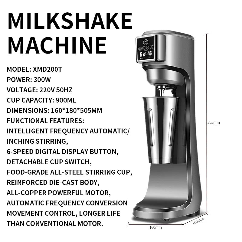 Commercial 300W Spindle Drink Mixer | Digital Timer & Auto Stop