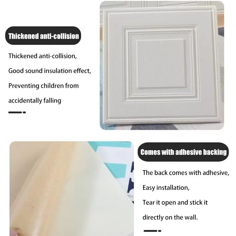 3D Peel & Stick Wall Panels – Waterproof XPE Foam Tiles 35×35cm