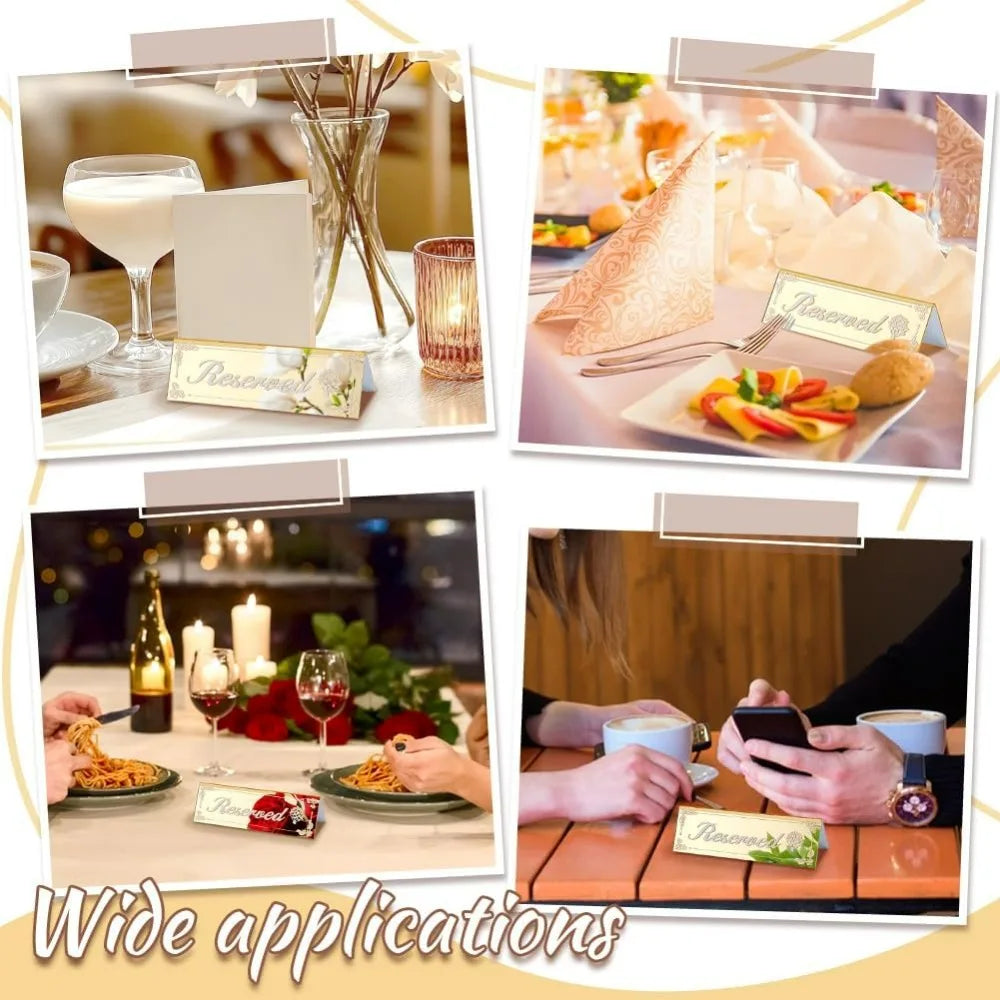 16 Gold Acrylic Reserved Table Signs – Wedding & Party