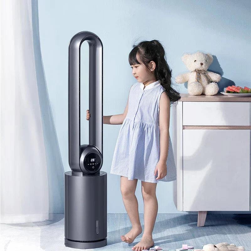 Water-Cooled Bladeless Tower Fan with Remote Control & Timer