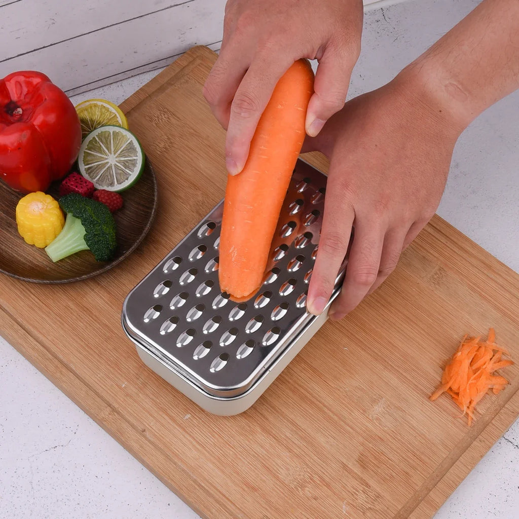 2-in-1 Box Grater & Vegetable Chopper with Container | Stainless