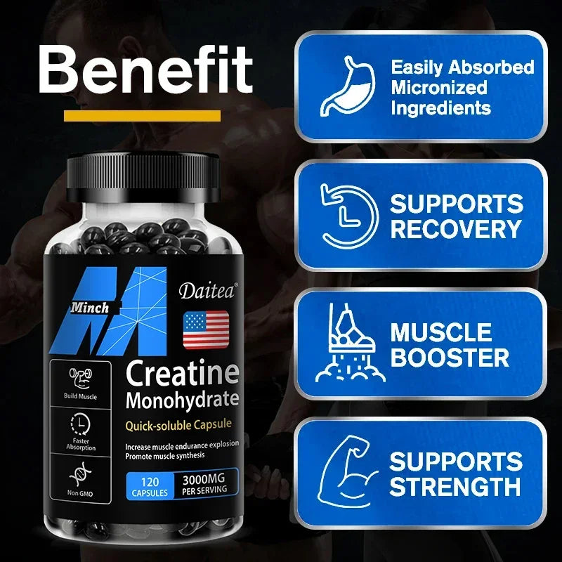 Creatine Monohydrate 3000mg Capsules – Strength & Muscle