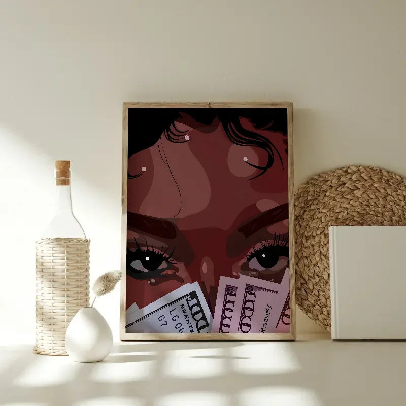 Hip Hop Black Girl Gold Jewelry Wall Poster | Self-Adhesive