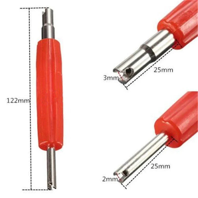 2-in-1 Valve Core Wrench – Tyre & A/C Tool for Car & Bike