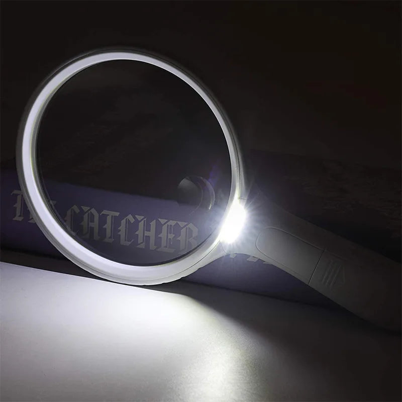 145mm 10X LED Handheld Magnifier – Large Lens & 4 LED Lights