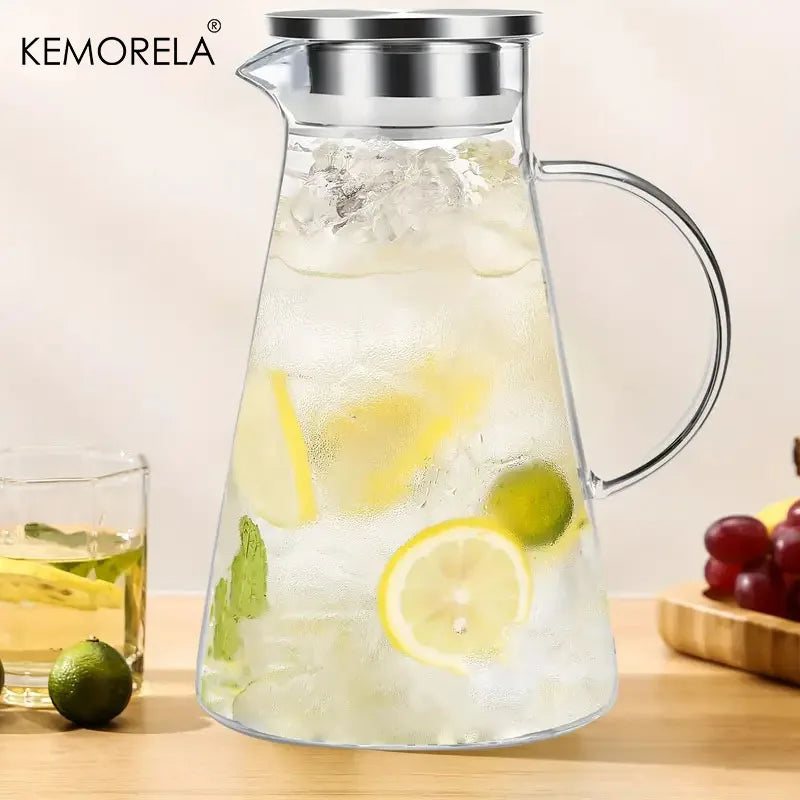 KEMORELA Large Glass Water Jug with Handle – Heat-Resistant