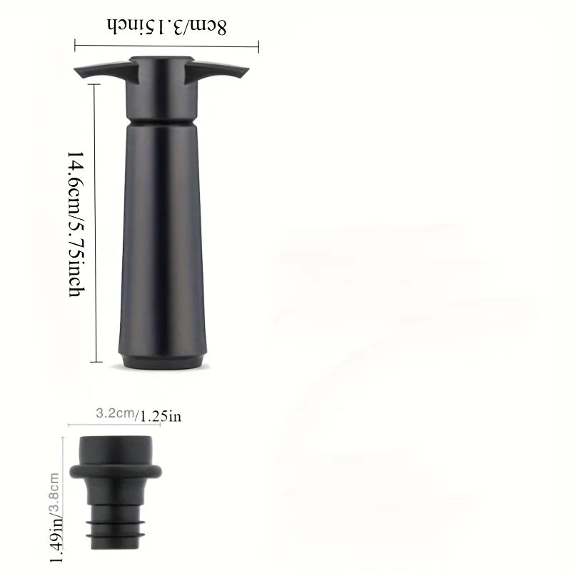 Stainless Steel Red Wine Vacuum Pump Black Plastic Silicone Plug