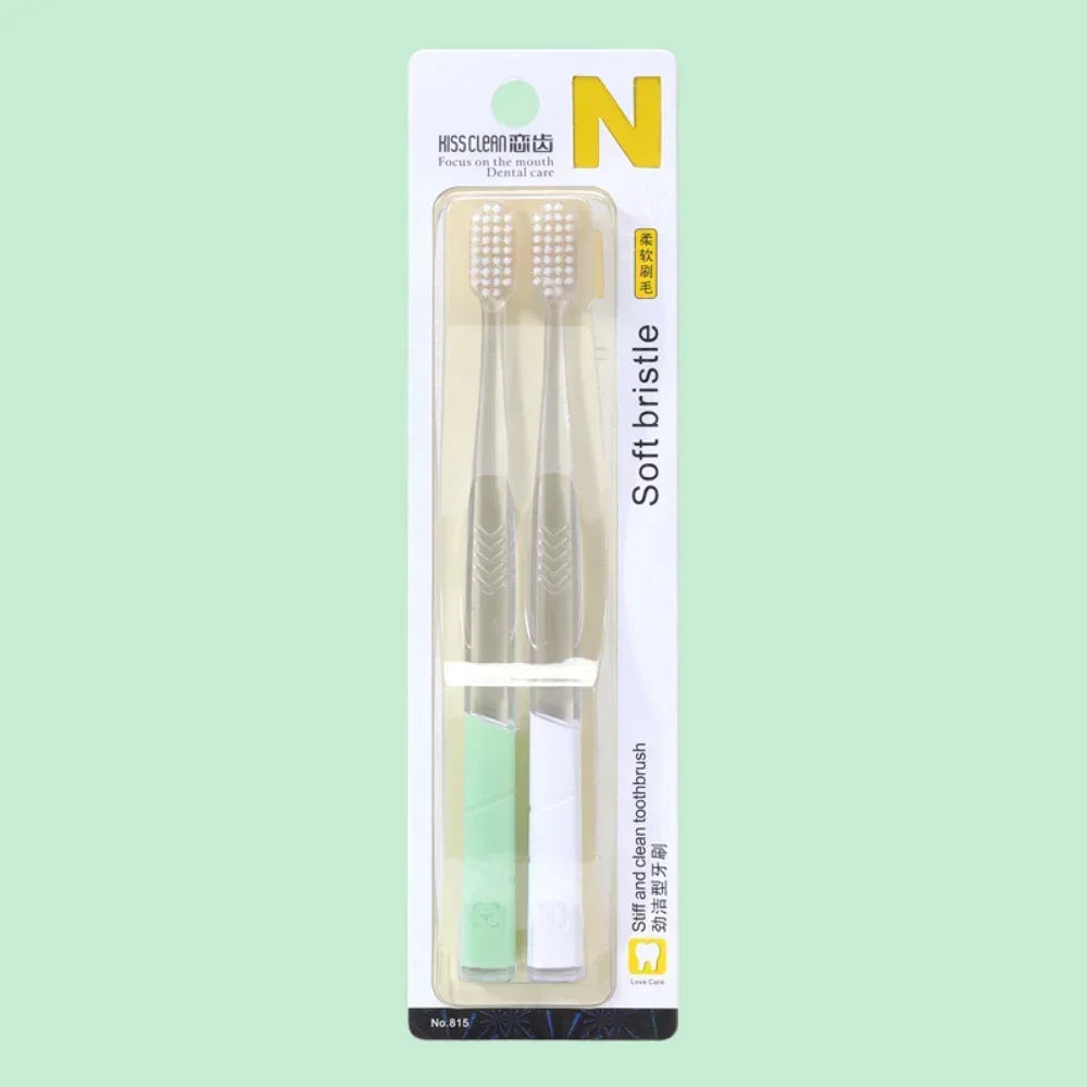 Crystal Toothbrush Set | Soft Bristles Adult Oral Care, 2PCS