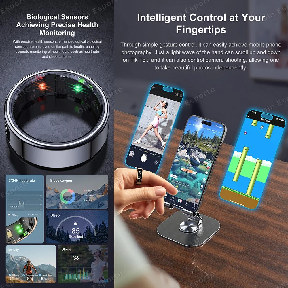 R11 Smart Ring Display Screen Touch Zikr Tasbih Counter Charging Box