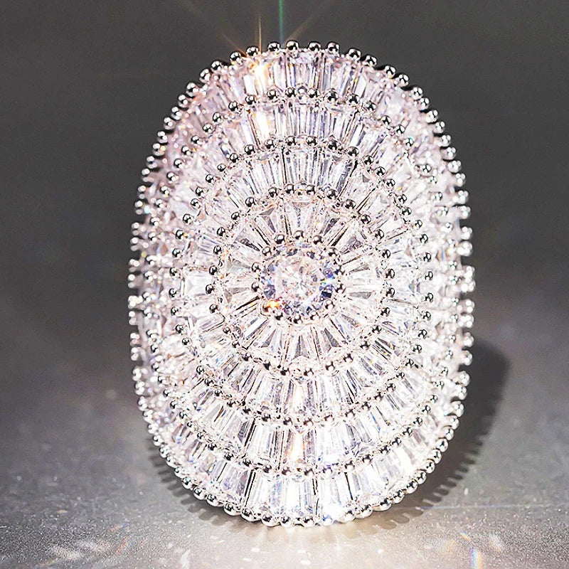 Huitan Oval CZ Crystal Ring – Women's Luxury Wedding Band