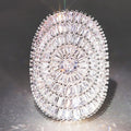 Huitan Oval CZ Crystal Ring – Women's Luxury Wedding Band