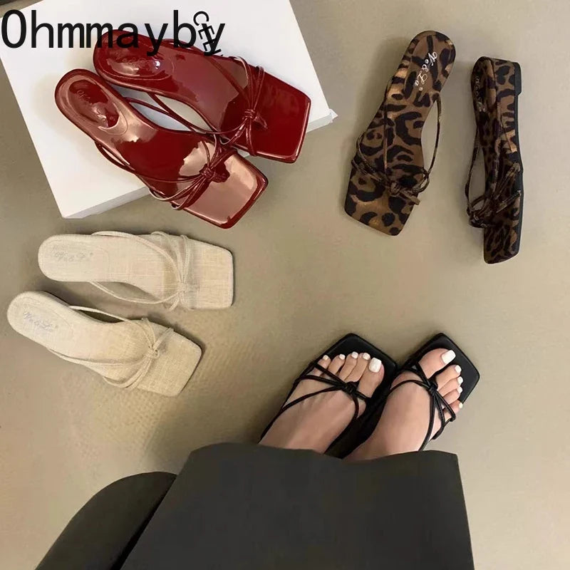 Women's Wedge Flip Flops – Leopard Clip Toe Slides