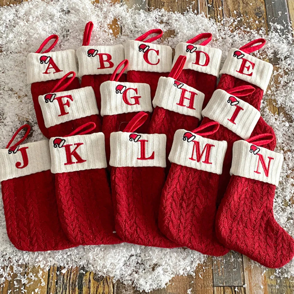 Personalized Knitted Christmas Stocking | Monogram Initial