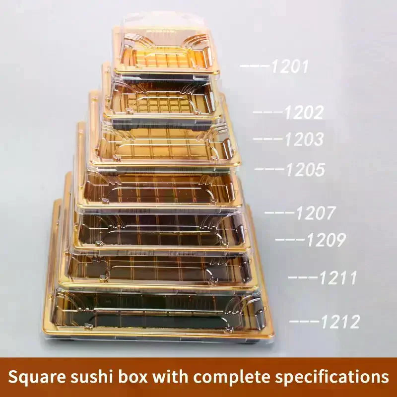 10 Pcs Disposable Sushi Boxes with Lids – PET Takeaway Pack