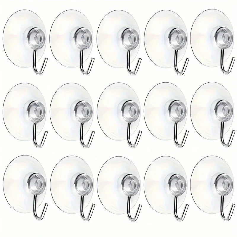 Clear Suction Cup Hooks with Metal Hook – Kitchen & Bathroom